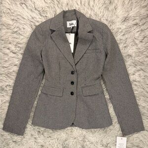 Boa Single Breasted Cinched Waist Blazer - Houndstooh